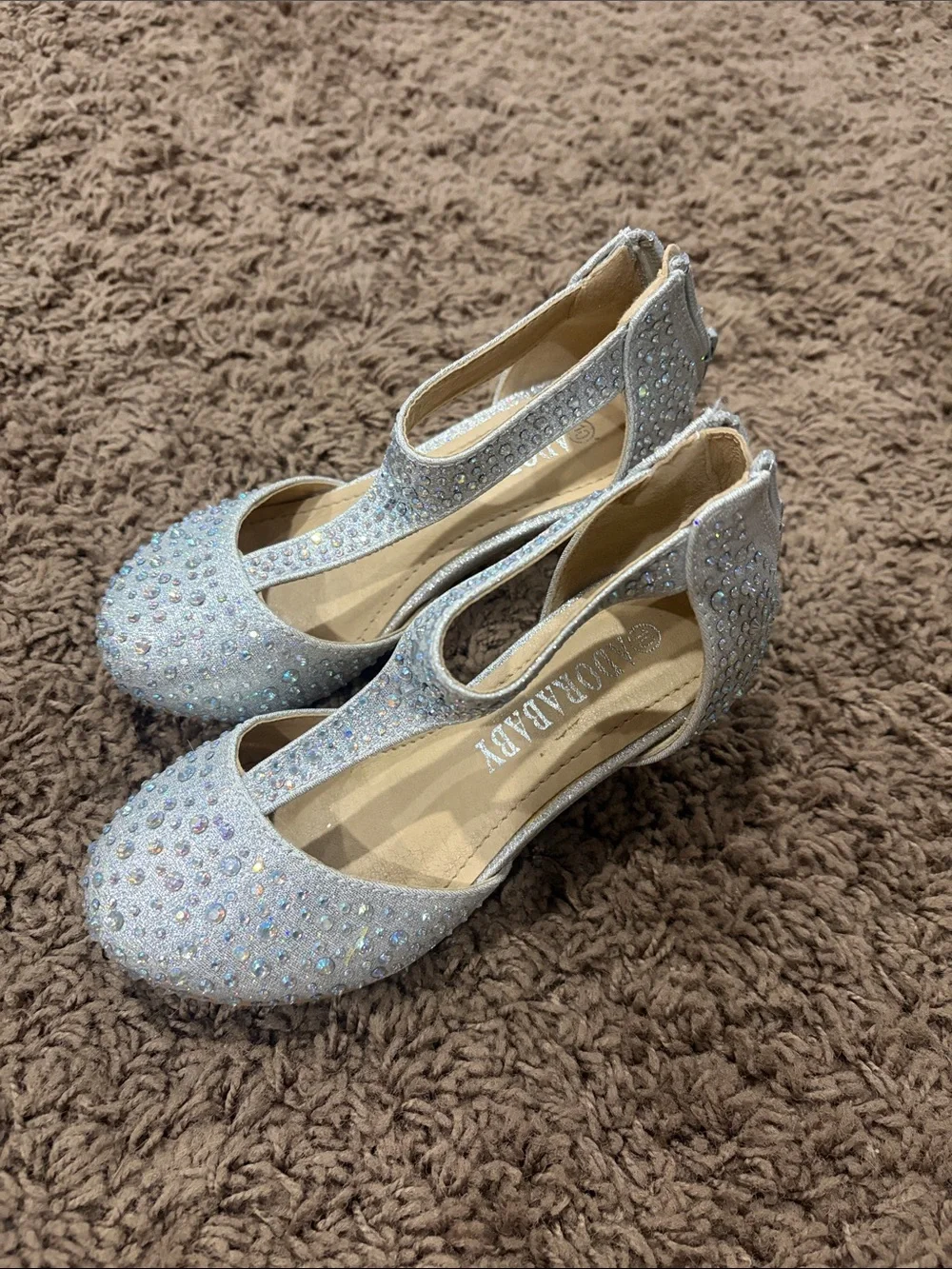 Girls Cream Glitter-Back Chelsea Boots